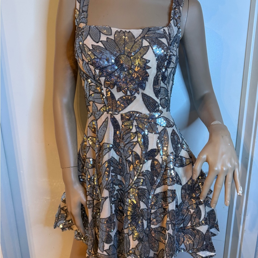 Windsor Sequin Fit & Flare Dress • Lace-Up Back • Above Knee